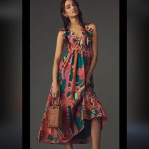FARM Rio Multicolor Tropical Print Maxi Dress - Broken Zipper